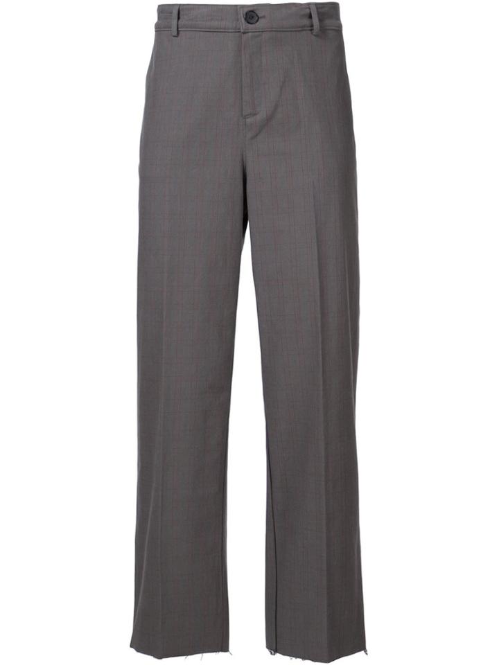 Black Fist Plaid Wide-leg Trousers - Grey