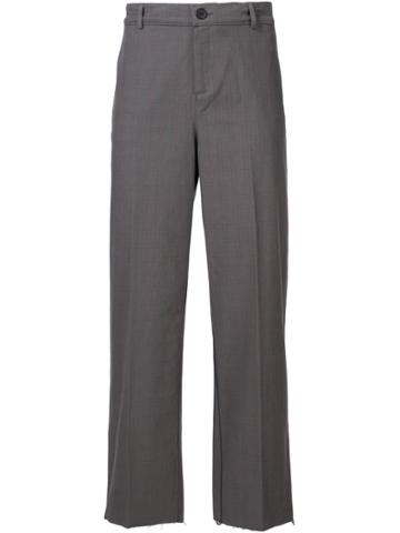 Black Fist Plaid Wide-leg Trousers - Grey