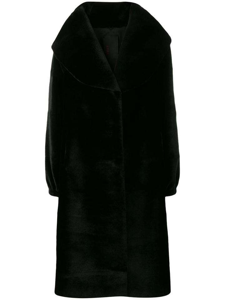 Liska Oversized Collar Coat - Black