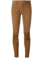 Ash - Daydream Skinny Trousers - Women - Cotton/lamb Skin/spandex/elastane - 36, Brown, Cotton/lamb Skin/spandex/elastane