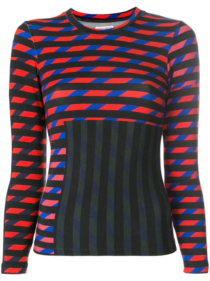 Henrik Vibskov Long Cut Sew Crazy Stripes Print Blouse - Black