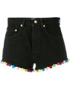 Forte Couture Pompom Trim Shorts, Women's, Size: 27, Black, Cotton/polyester