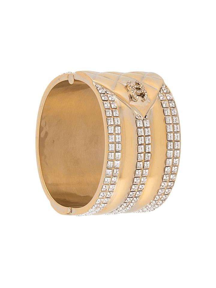 Chanel Vintage Crystal Embellished Cuff - Metallic