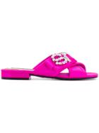 Sergio Rossi Sr Icona Embellished Slides - Pink