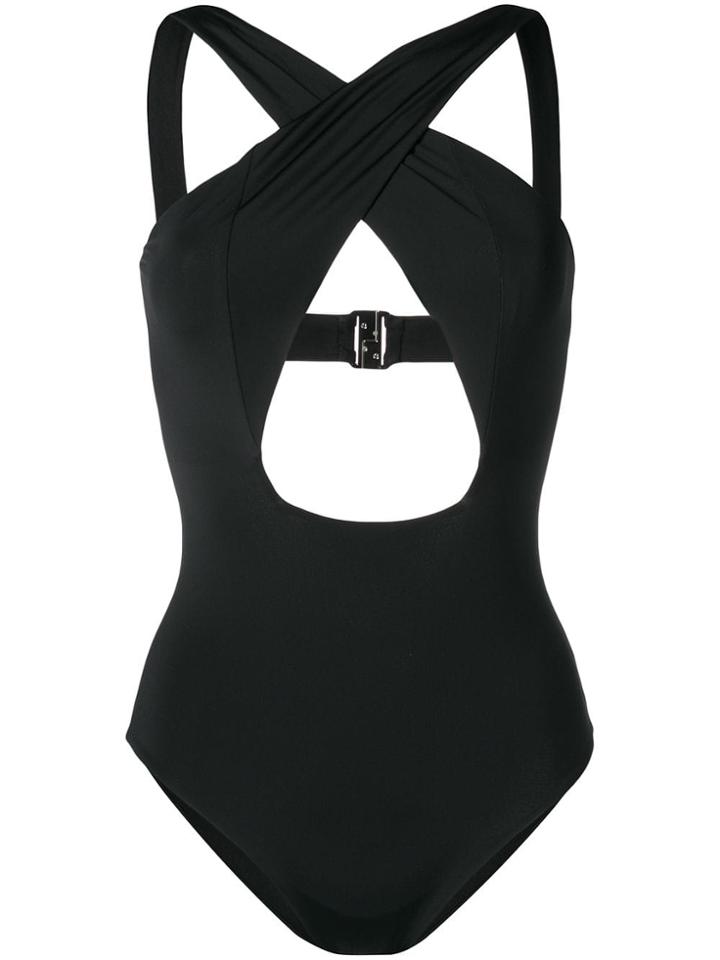 Angelys Balek Cross Front Swimsuit - Black