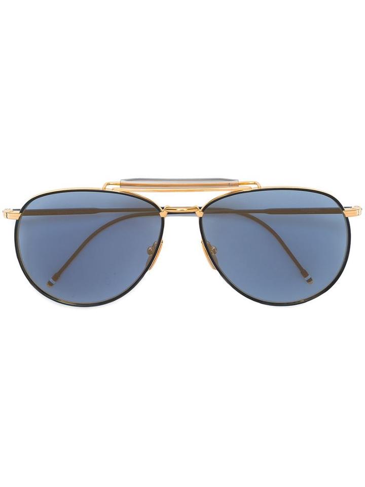 Thom Browne Aviator Sunglasses, Adult Unisex, Blue, Metal