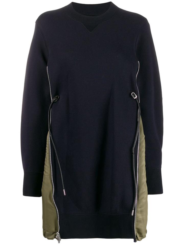 Sacai Contrast Side Pocket Sweatshirt Dress - Blue