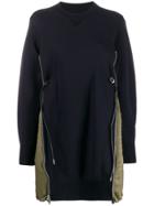 Sacai Contrast Side Pocket Sweatshirt Dress - Blue