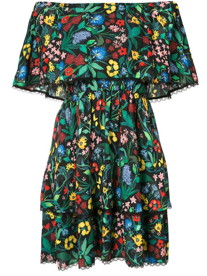 Alice+olivia Wild Flower Print Dress, Women's, Size: 0, Black, Polyester/viscose/nylon/spandex/elastane