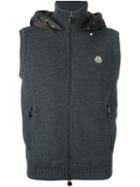 Moncler Knitted Sleeveless Gilet, Men's, Size: Medium, Grey, Feather Down/acrylic/polyamide/wool