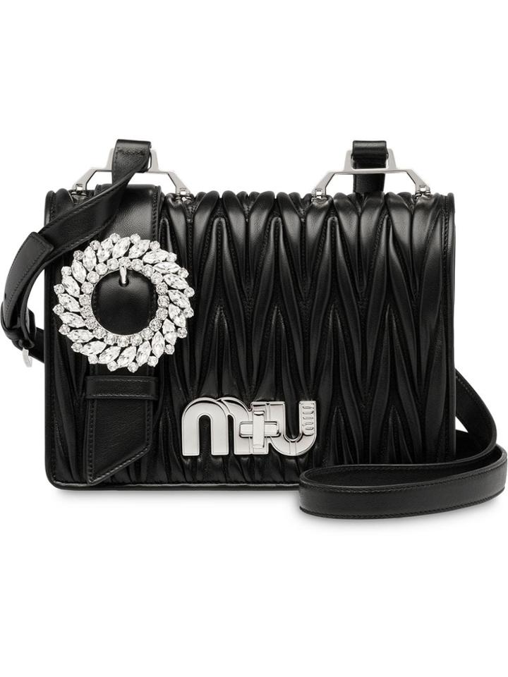 Miu Miu Matelassé Leather Bag - Black