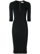 Victoria Beckham V Neck Fitted Dress - Black