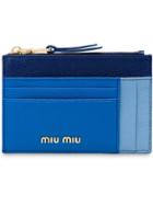 Miu Miu Madras Colourblock Card Holder - Blue