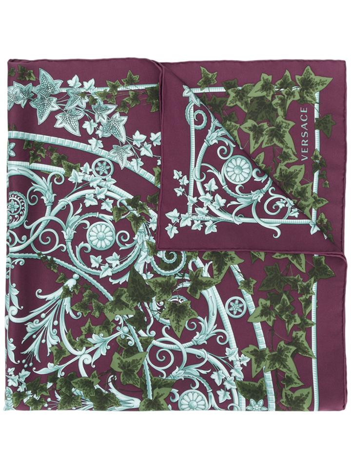 Versace Edera Print Scarf - Pink & Purple