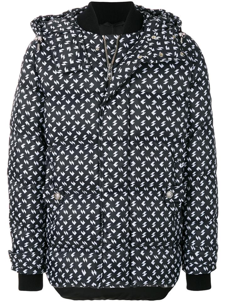 Versus Patterned Puffer Jacket - Black