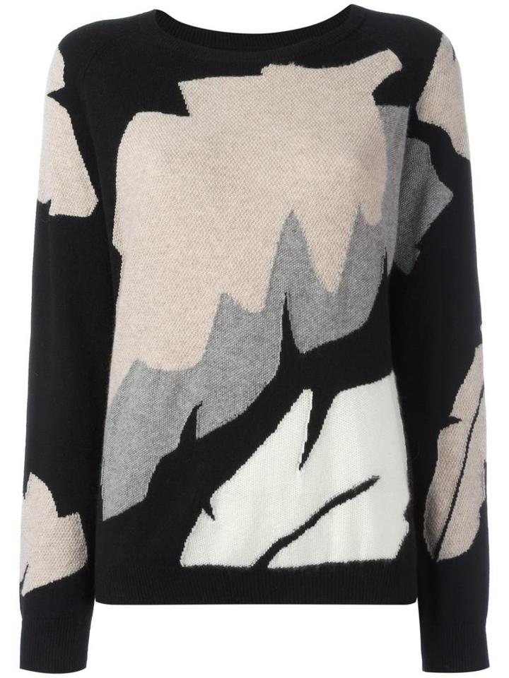 Chinti And Parker Palm Leaf Intarsia Jumper, Women's, Size: Medium, Black, Cashmere
