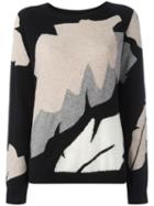 Chinti And Parker Palm Leaf Intarsia Jumper, Women's, Size: Medium, Black, Cashmere