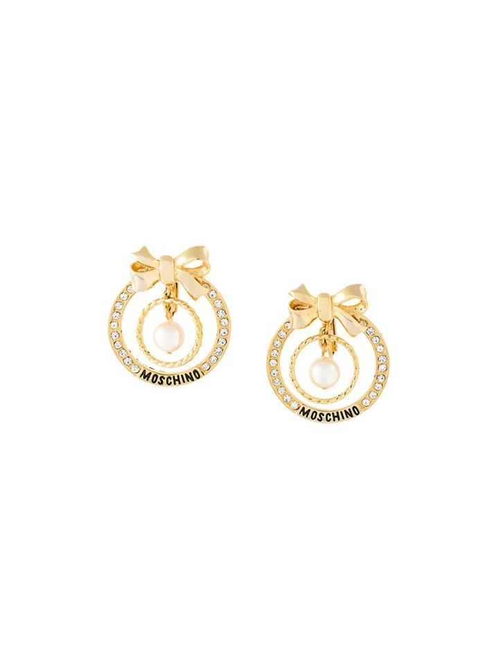 Moschino Vintage Circle Shaped Clip On Earrings, Women's, Metallic