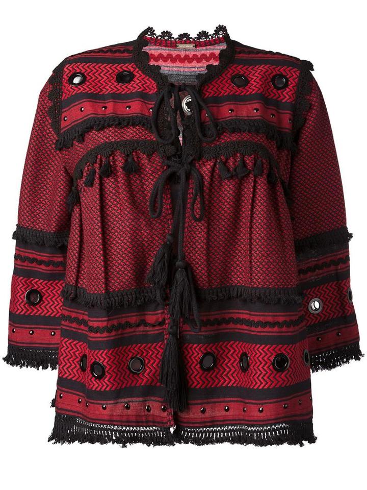Dodo Bar Or Zigzag Tassel Detail Jacket, Women's, Size: Large, Red, Cotton