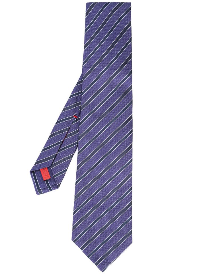 Isaia Diagonal Striped Tie - Pink & Purple