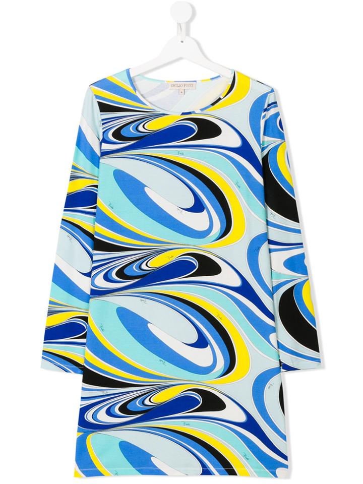 Emilio Pucci Junior Teen Psychedelic Print Dress - Blue