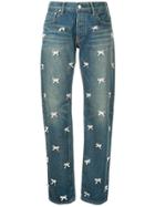 Tu Es Mon Trésor Bow Detail Straight Jeans - Blue