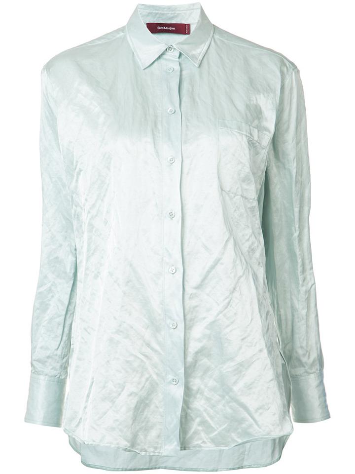 Sies Marjan Ruched Effect Shirt, Women's, Size: 4, Blue, Cotton/nylon/metallic Fibre