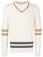 Brunello Cucinelli Panel V-neck Jumper - Neutrals