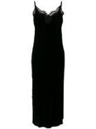 Gold Hawk Lace Trim Velvet Dress - Black