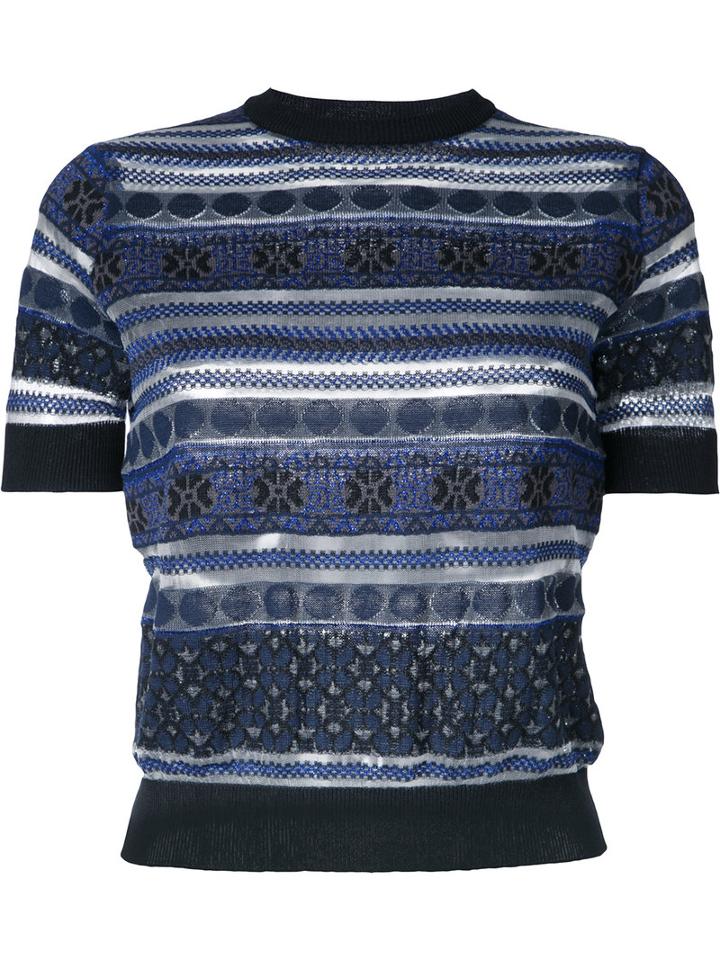 Kolor Sheer Detail Knitted T-shirt, Women's, Size: 3, Blue, Cotton/linen/flax/nylon