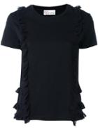 Red Valentino Frill Detail T-shirt, Women's, Size: Medium, Black, Cotton