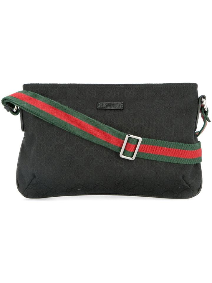 Gucci Vintage Gg Shelly Line Crossbody Shoulder Bag - Black