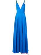 Milly V-neck Gown, Women's, Size: 4, Blue, Silk/spandex/elastane