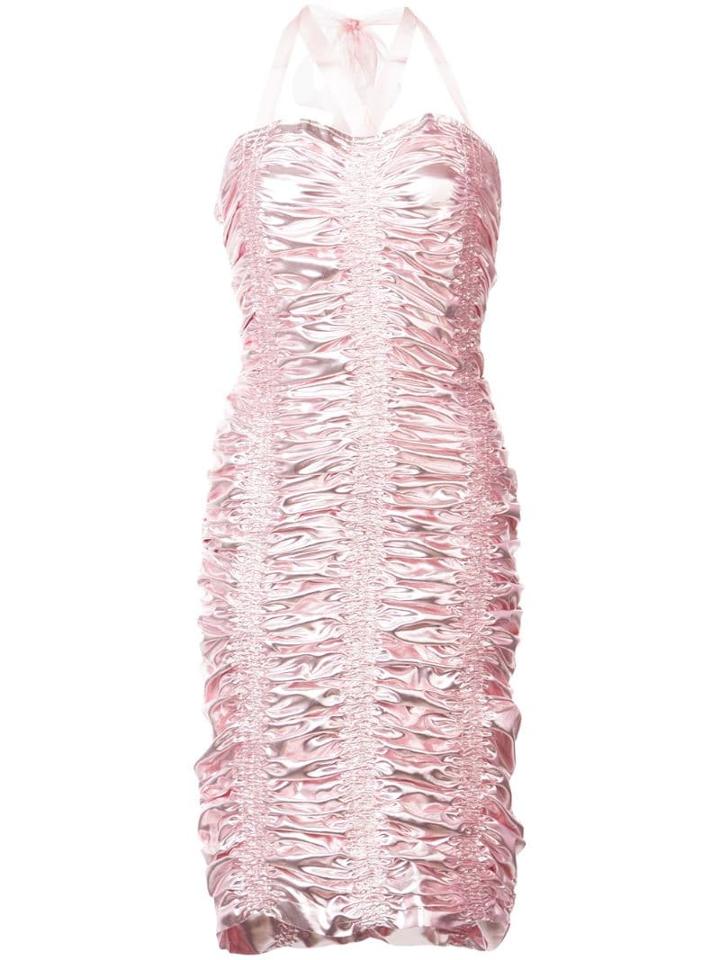 Neith Nyer Ruched Bodycon Midi Dress - Pink