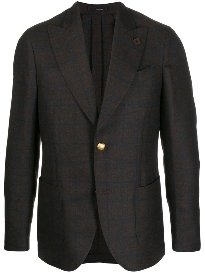 Lardini Check Single-breasted Blazer - Brown