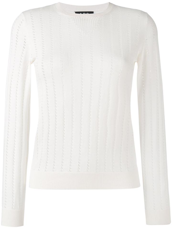 A.p.c. Hole Detail Longsleeve Sweater - White