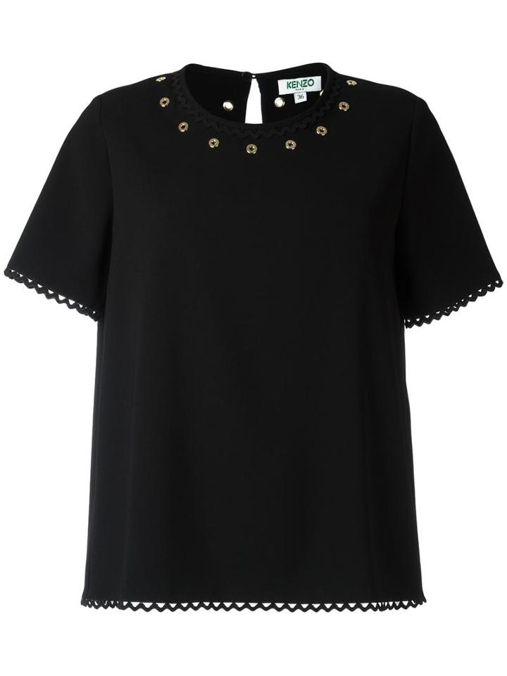 Kenzo Eyelet Detail T-shirt, Women's, Size: 38, Black, Polyester/triacetate