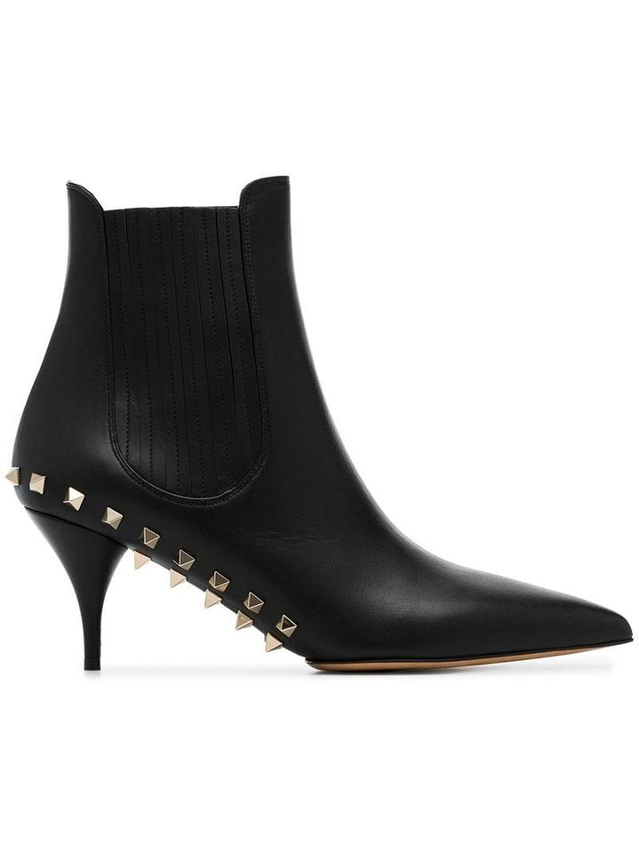 Valentino Valentino Garavani Rockstud Leather Ankle Boots - Black