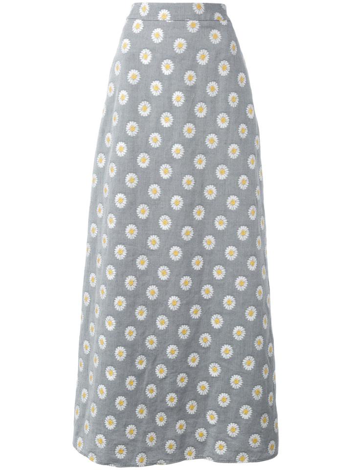 Ultràchic Daisy Print Maxi Skirt, Women's, Size: 40, Grey, Cotton/polyester