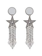 Miu Miu Metallic Silver Star Drop Crystal Earrings