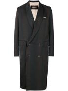 Uma Wang Double Breasted Stripe Coat - Brown