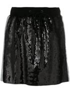 Alberta Ferretti Side Stripe Sequin Mini Skirt - Black
