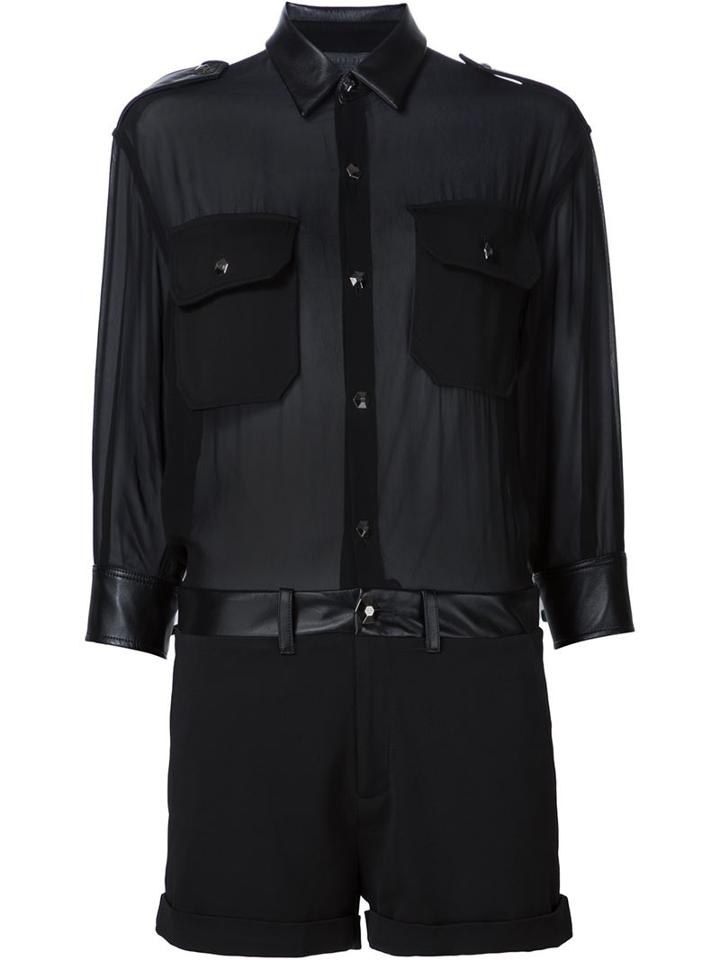 Philipp Plein Sheer Playsuit, Women's, Size: S, Black, Viscose/spandex/elastane