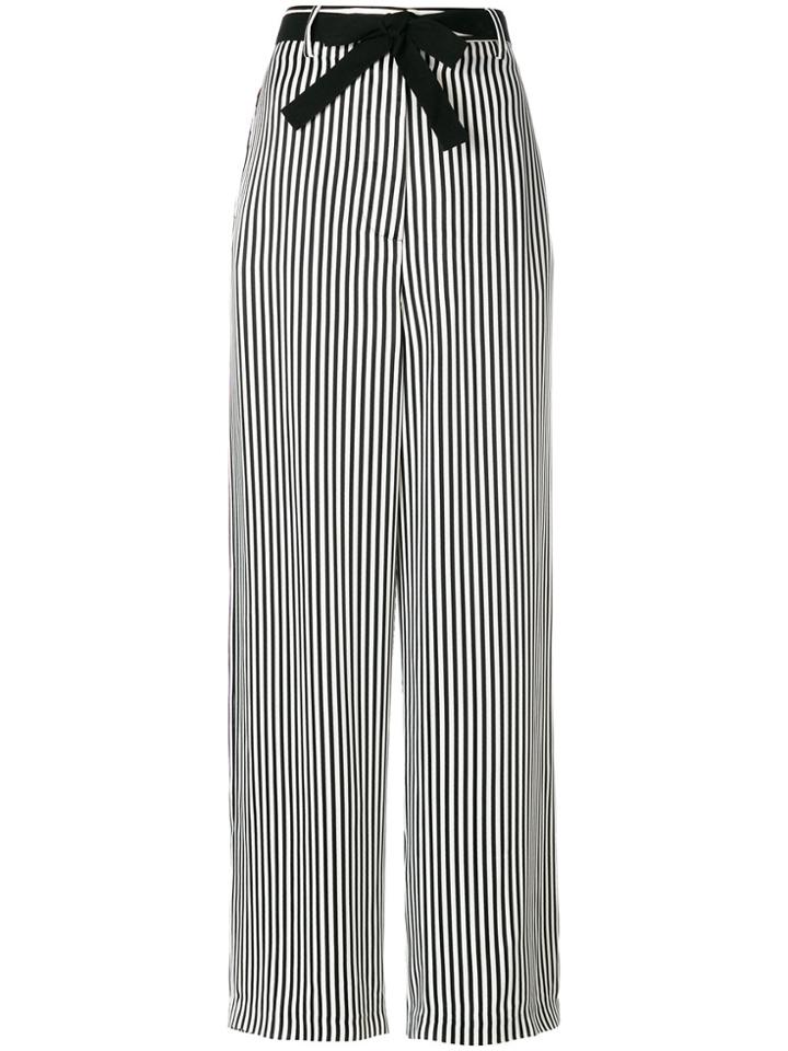 Hache Striped Belted Wide-leg Trousers - Black