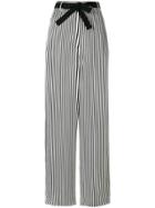 Hache Striped Belted Wide-leg Trousers - Black