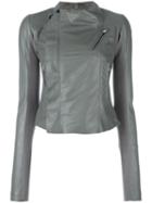 Rick Owens Cropped Biker Jacket, Women's, Size: 40, Grey, Leather/cupro/virgin Wool