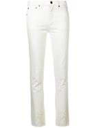 Saint Laurent Decorative Perforations Skinny Jeans - White