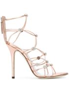 Giuseppe Zanotti Strappy Crystal Beaded Heeled Sandals - Metallic