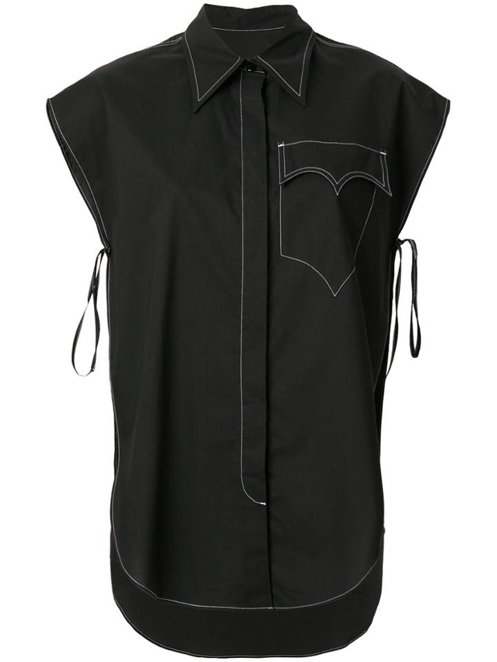 Mm6 Maison Margiela Oversized Cap Sleeve Shirt - Black