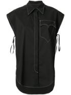 Mm6 Maison Margiela Oversized Cap Sleeve Shirt - Black